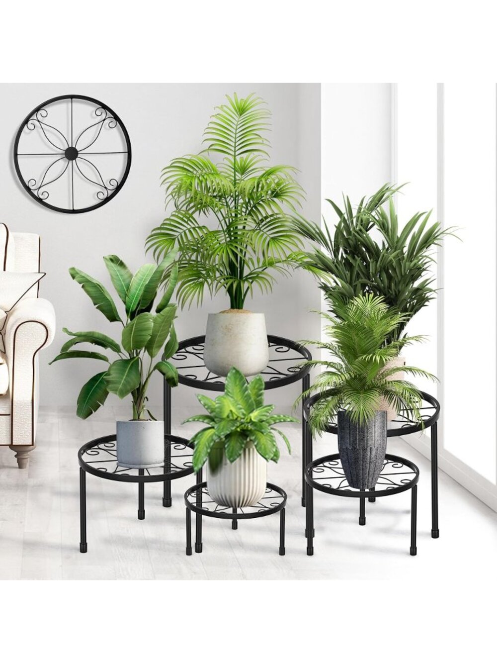 New 5 Pack Metal Plant Stands for Outdoor Indoor